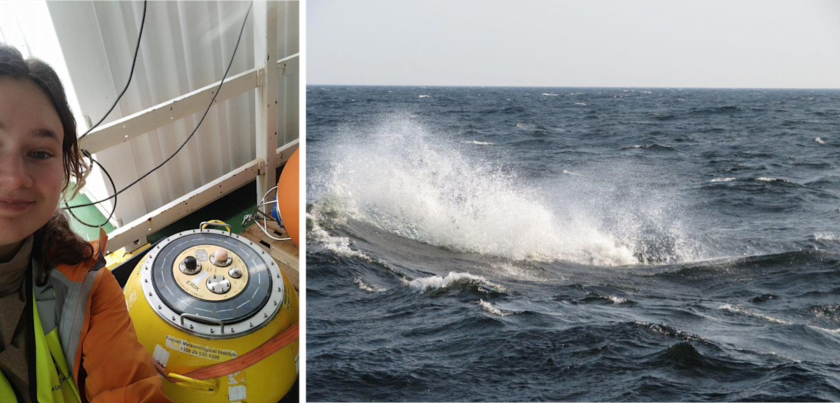 Buoy for measuring wave height and waves breaking in the sea