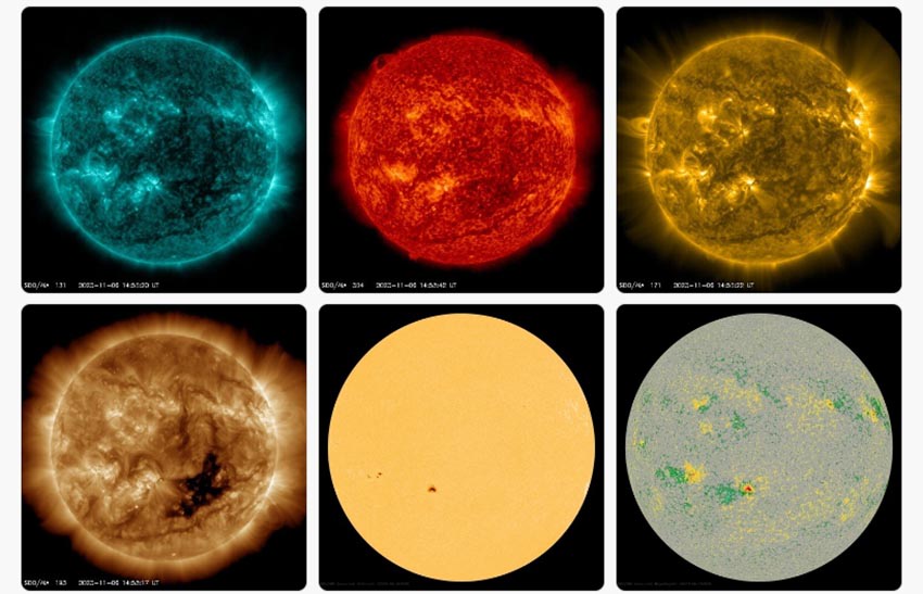 Kuusi kuvaa Auringosta.