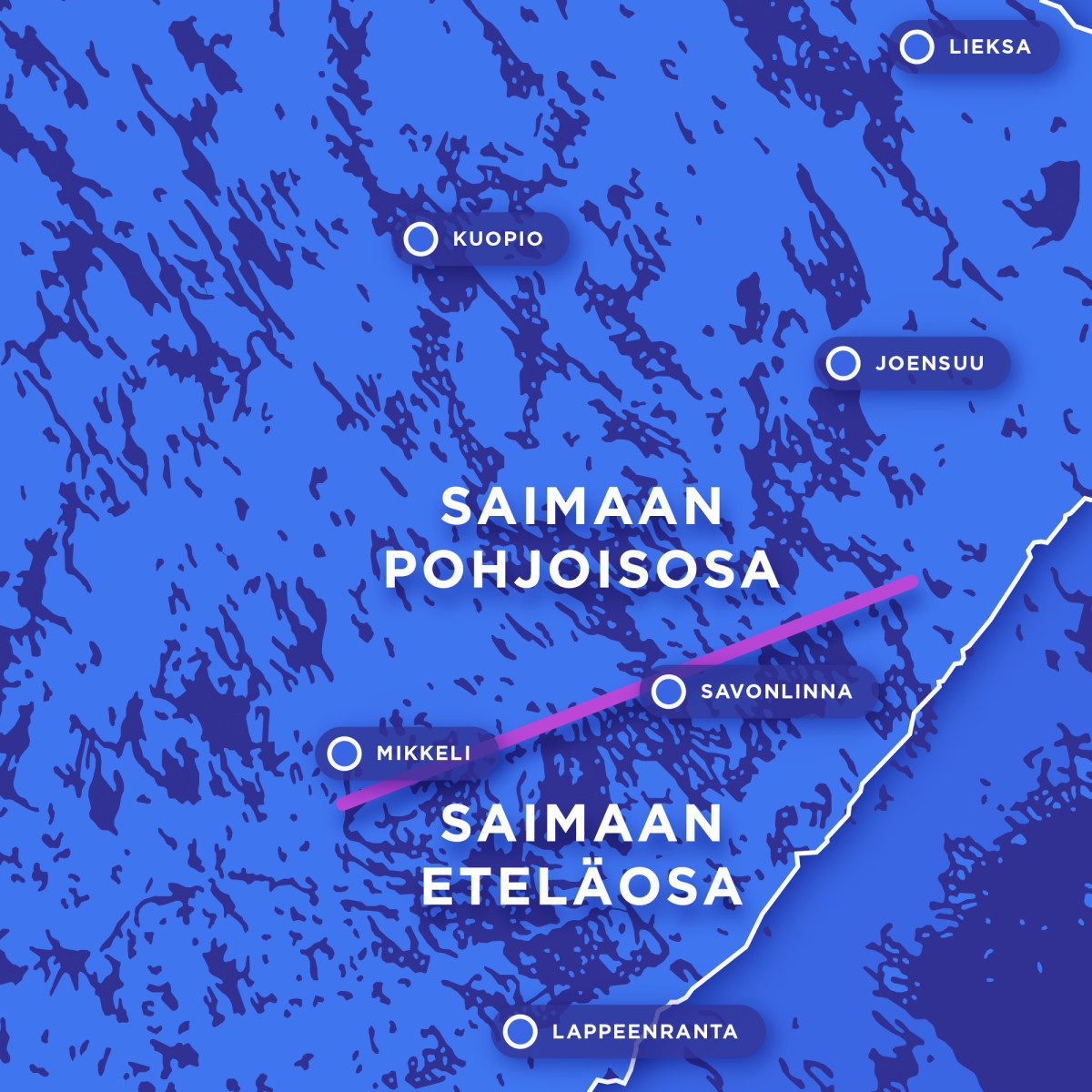 Kartassa on Saimaan aluejako. Eteläistä osaa on Savonlinnan kaakkoispuolinen alue ja pohjoista sen luoteispuolinen alue.