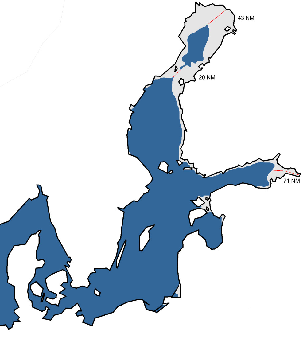 Kartta jään suurimmasta laajuudesta Itämerellä 2015.