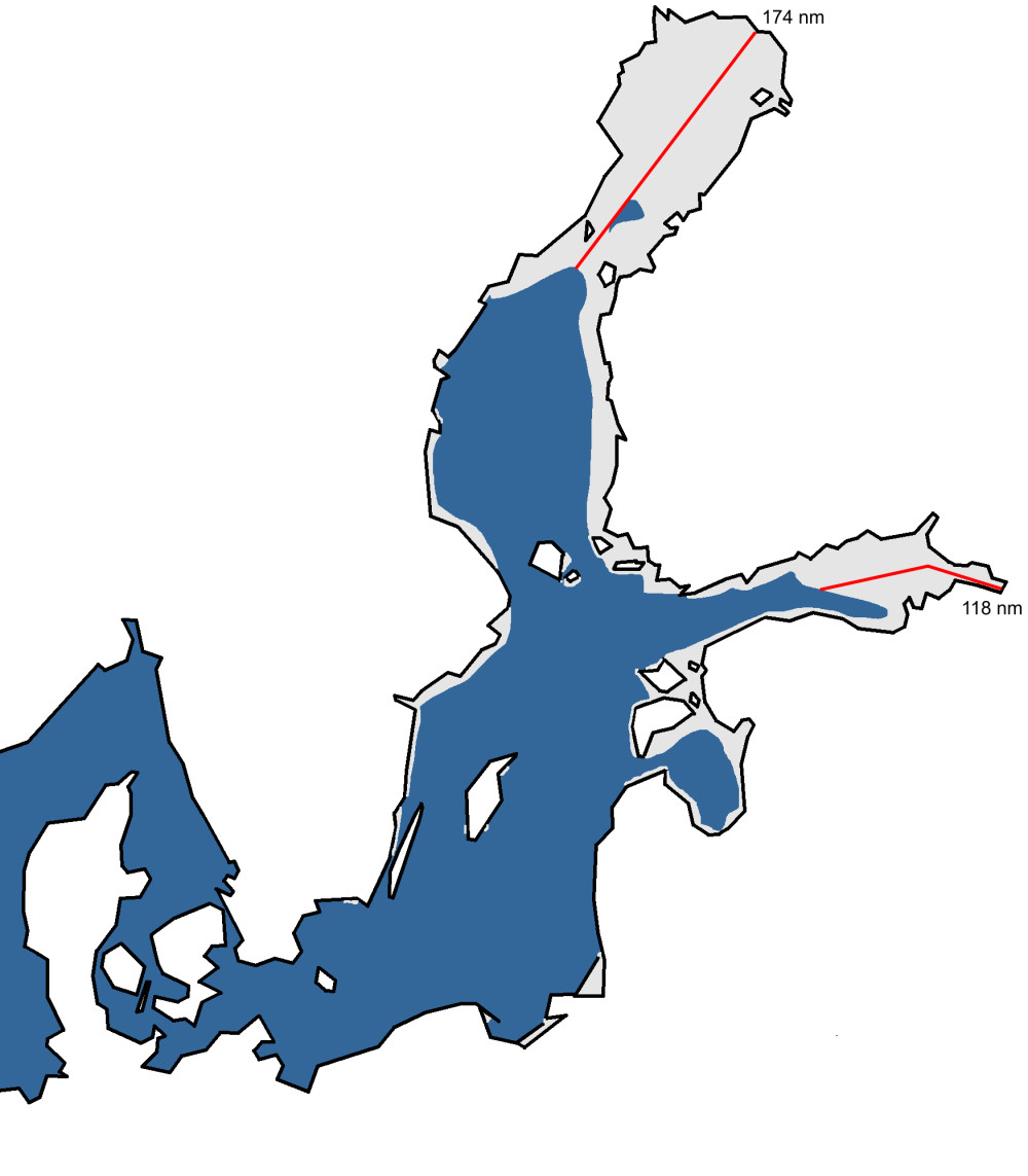 Kartta jään suurimmasta laajuudesta Itämerellä 2019.