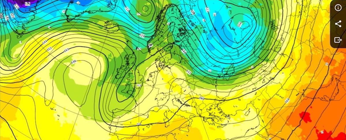 Esimerkkikuva sääennustusmallin tulosteesta.