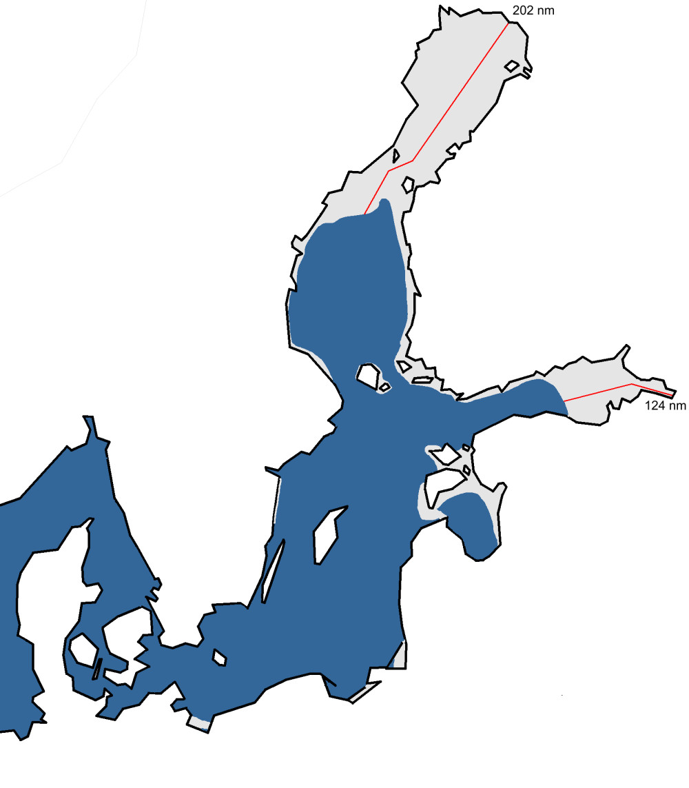 Kartta jään suurimmasta laajuudesta Itämerellä 2017. Perämeri, Merenkurkku ja Suomenlahden itäosa ovat kokonaan jäässä. Muilla merialueilla on myös avovettä.