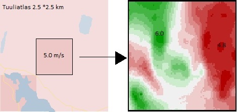 Kuvituskuva tuuliatlaksen tietokonemallinnuksella saaduista tuloksista