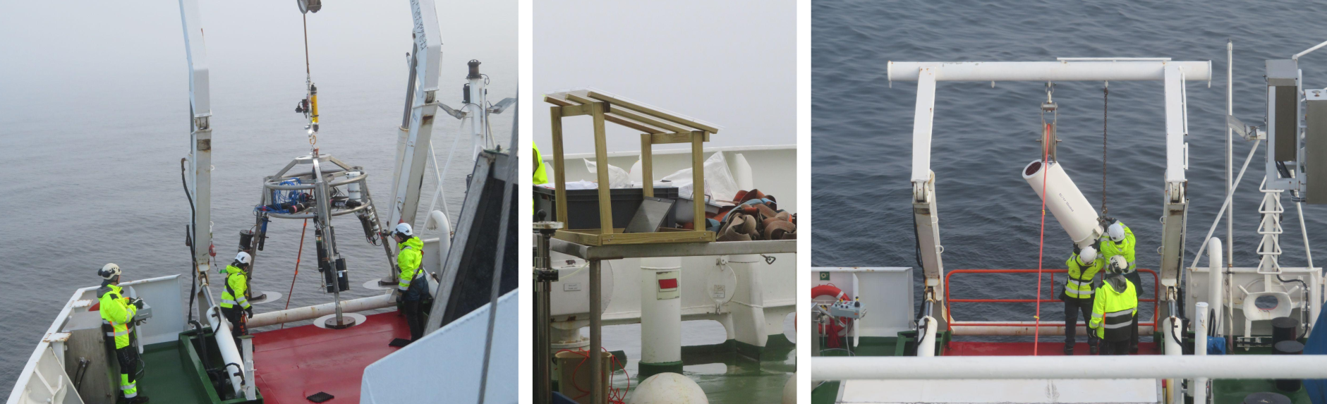 Researchers on board of Aranda working on the deployment of the FINMARI lander