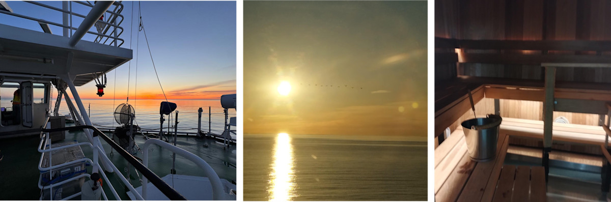 Evening atmosphere at Aranda: sunset from deck and sauna