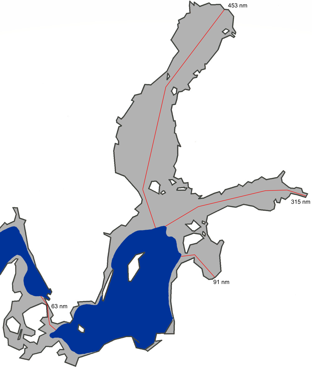 Kartta jään suurimmasta laajuudesta Itämerellä 1996.
