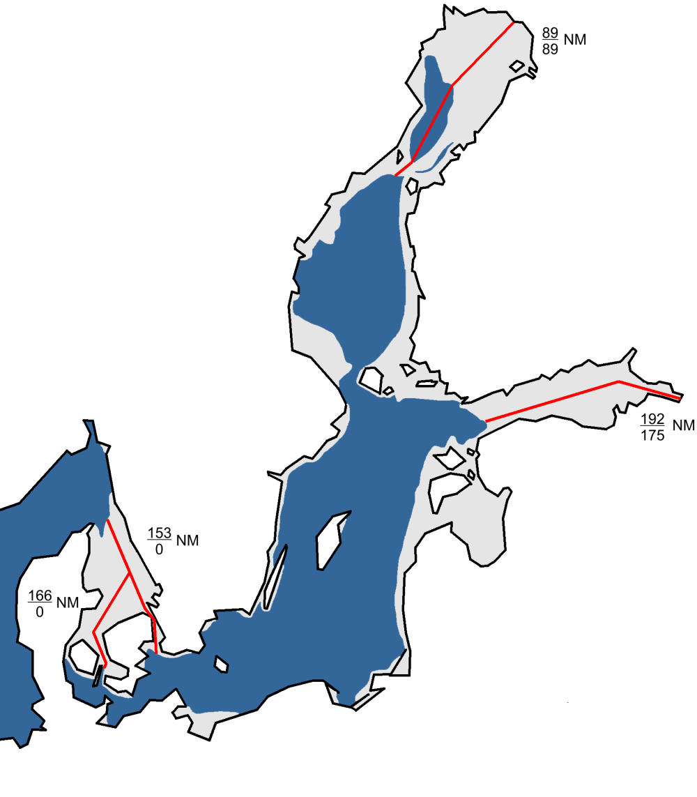 Kartta jään suurimmasta laajuudesta Itämerellä 2012.