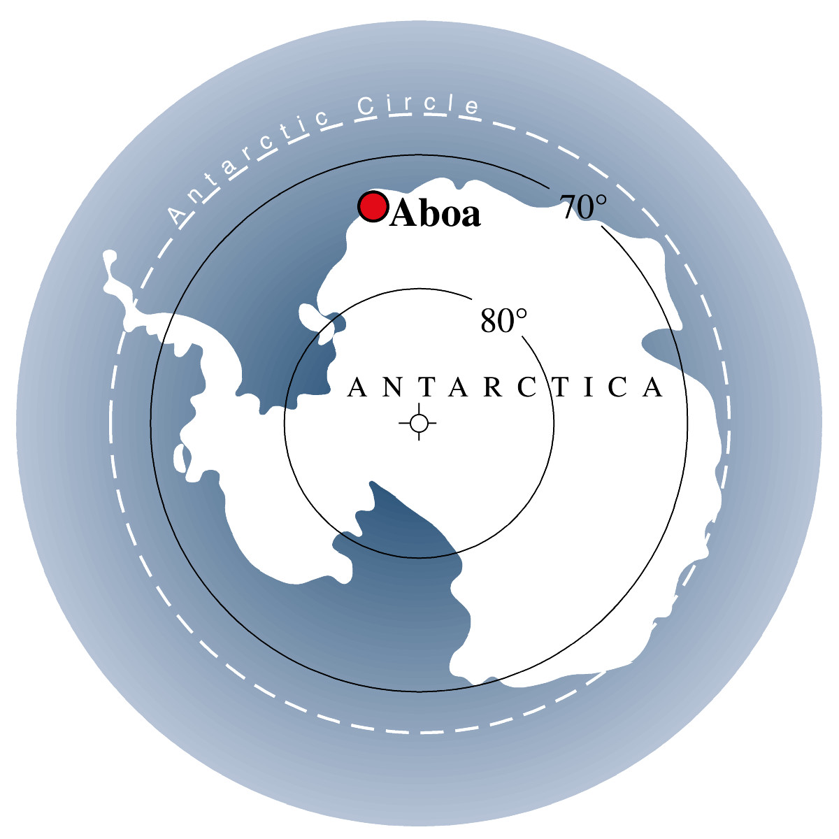 Aboan tutkimusasema sijaitsee Etelämantereen reunalla Afrikkaa ja Etelä-Amerikkaa "vastapäätä".