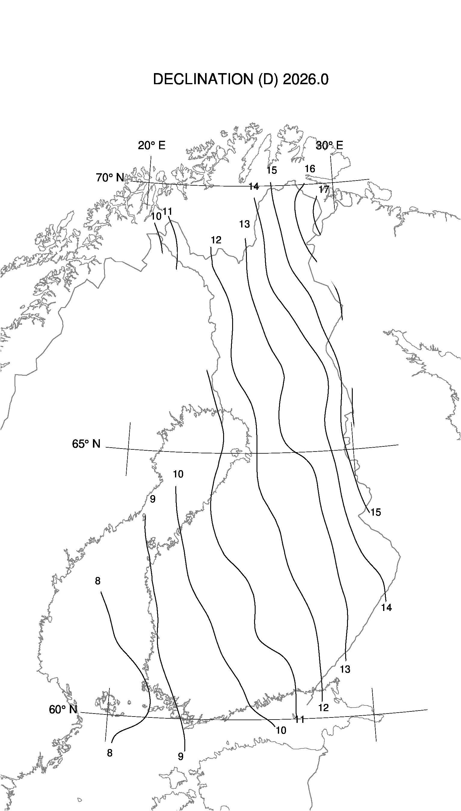 Eranto Suomessa vuoden 2026 alussa esitettynä kartalla tasa-arvokäyrinä.