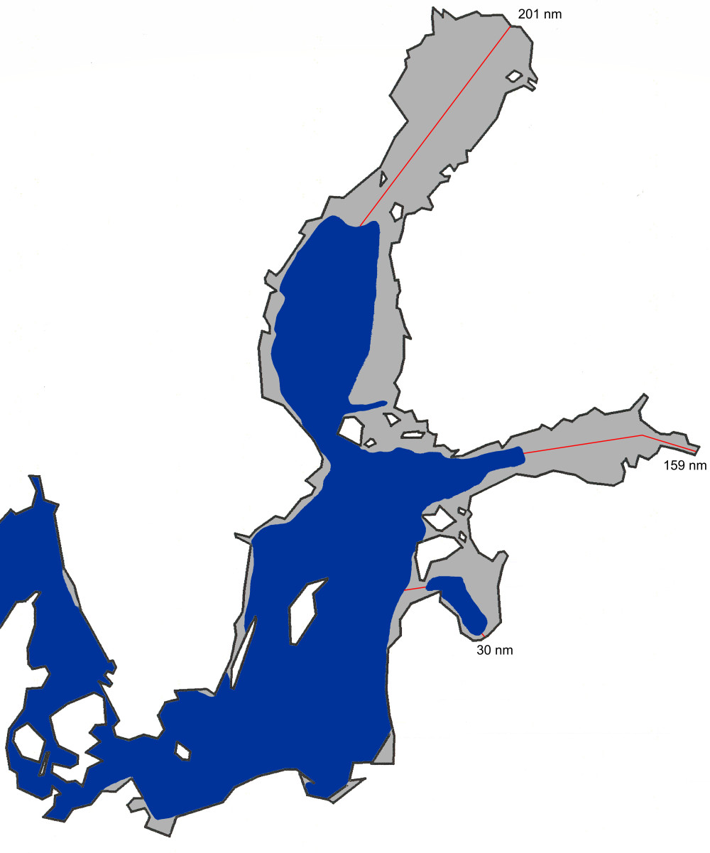 Kartta jään maksimilaajuudesta Itämerellä 1997.