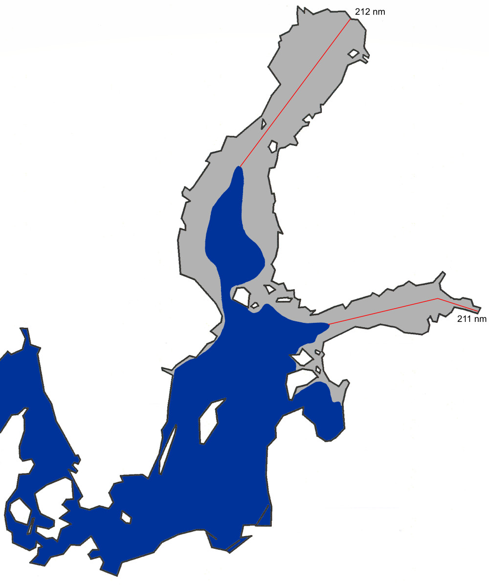 Kartta jään suurimmasta laajuudesta Itämerellä 1998.