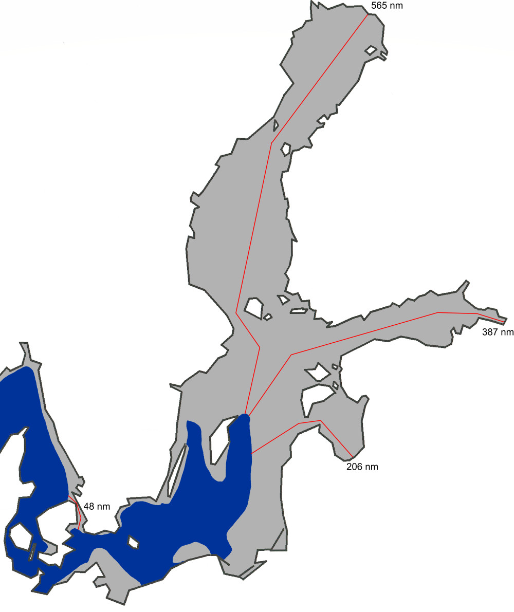 Kartta jään suurimmasta laajuudesta Itämerellä 2011.