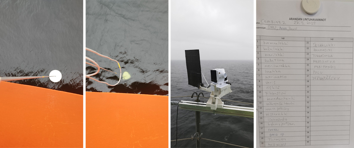 Measuring visibility in the sea with a Secchi disk and in the air with an optical particle counter, as well as the number of bird species